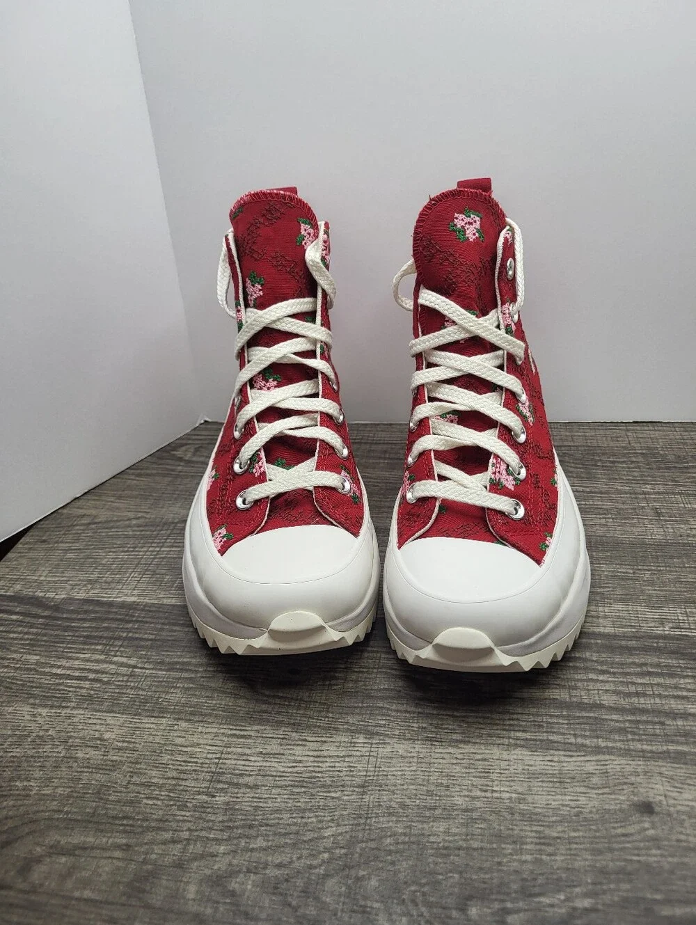 CONVERSE Run Star Hike Hi Platform Rose Cross Stitch Women Sz 7.5 Shoes Sneaker - Picture 4 of 8